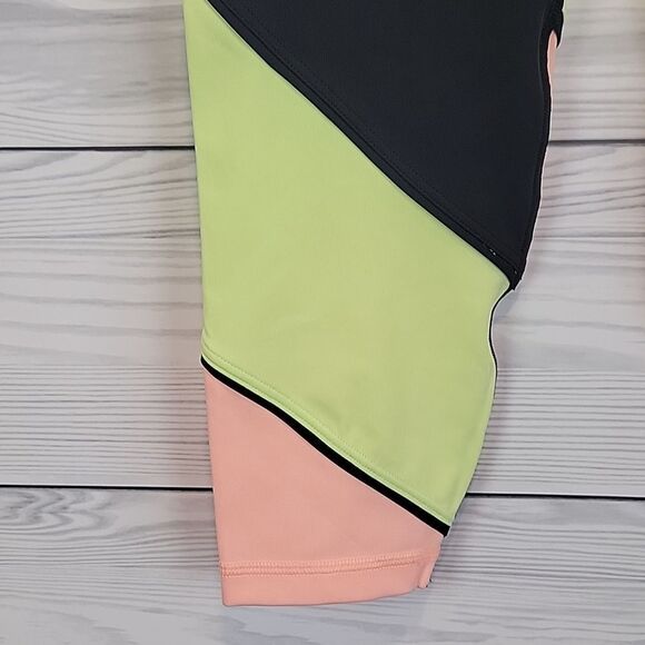 Gap Fit Sculpt Revolution leggings - black with neon stripes Women's Size M - Picture 3 of 11